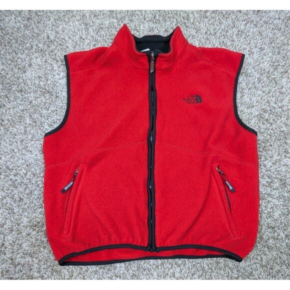 Vintage The North Face Vest Men's XL Red Full Zip Up Made In USA Fleece Outdoor - Picture 1 of 7